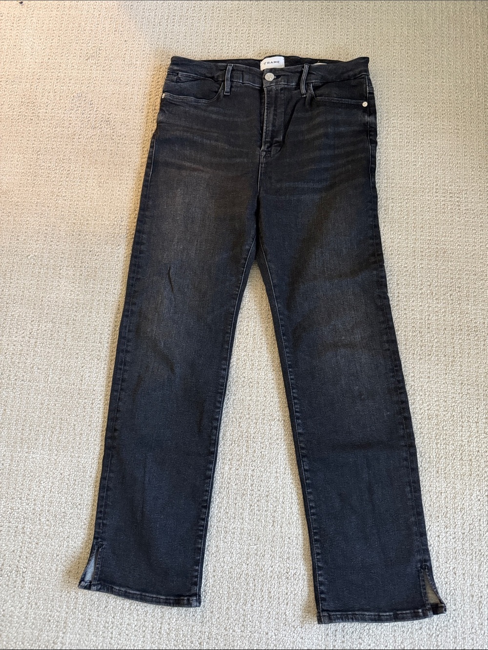 Frame Denim  Charcoal Black Straight Jeans